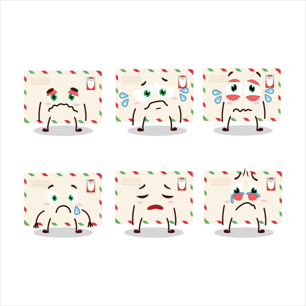 Santa envelopes cartoon character with sad expression vector