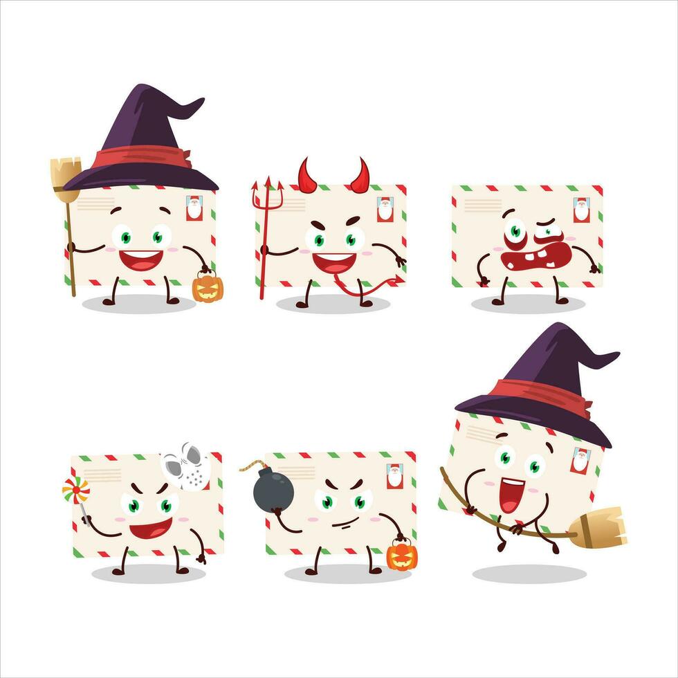 Halloween expression emoticons with cartoon character of santa envelopes vector