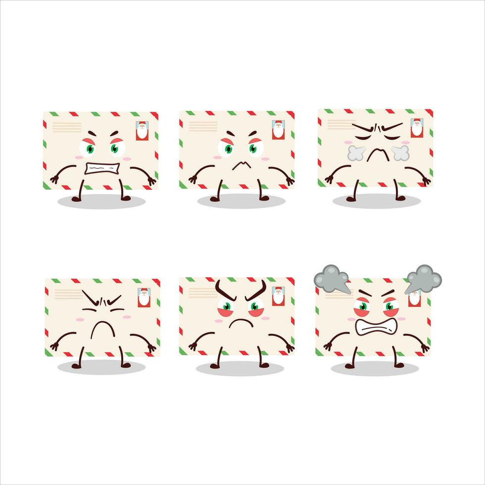 Santa envelopes cartoon character with various angry expressions vector