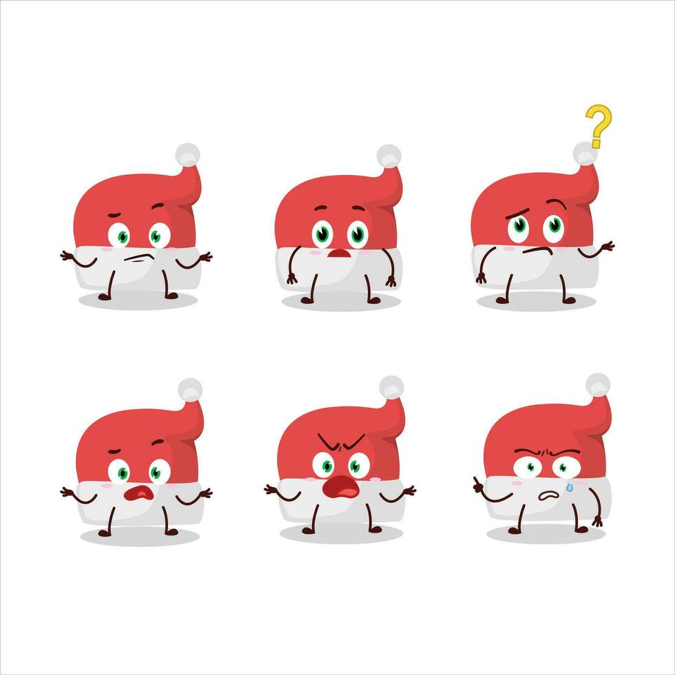 Cartoon character of red santa hat with what expression vector