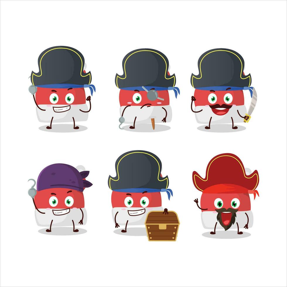 Cartoon character of red santa hat with various pirates emoticons vector