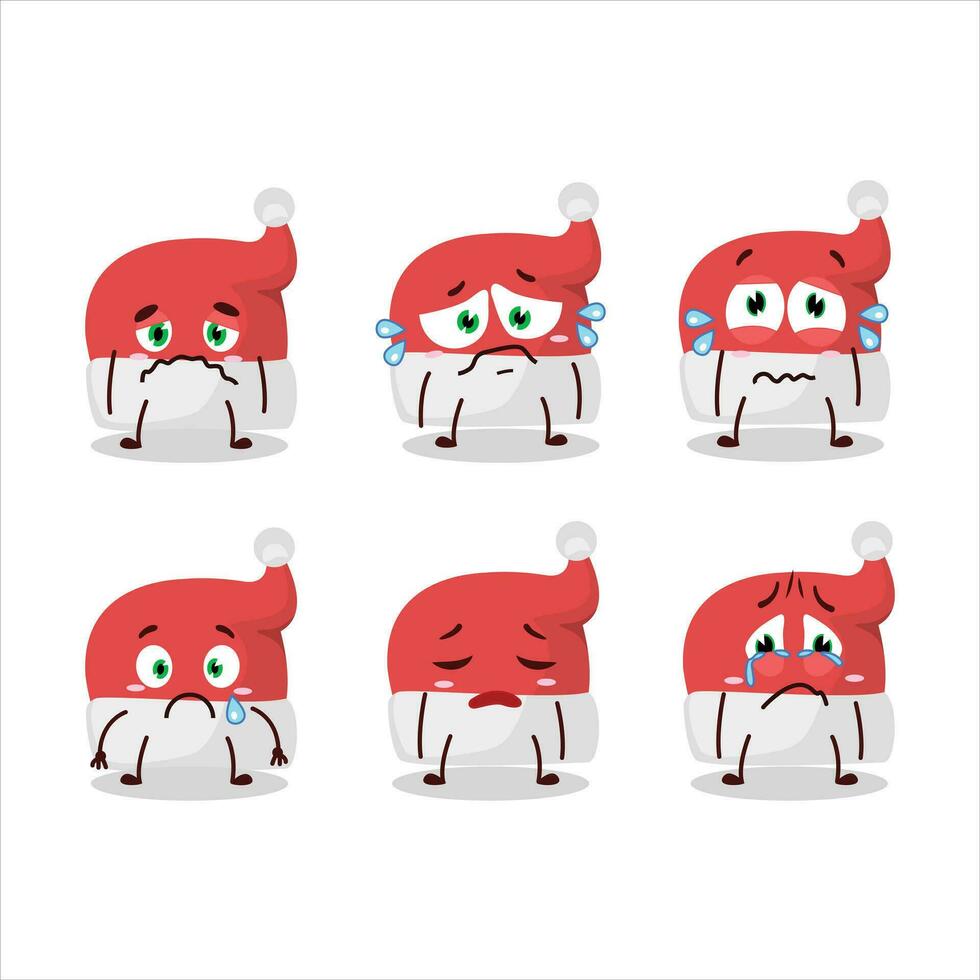 Red santa hat cartoon character with sad expression vector