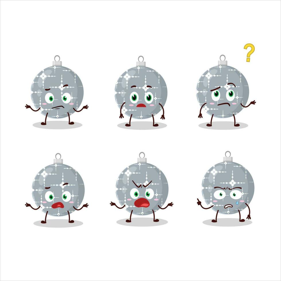 Cartoon character of christmas ball grey with what expression vector