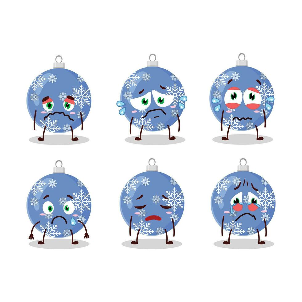Christmas ball blue cartoon character with sad expression vector