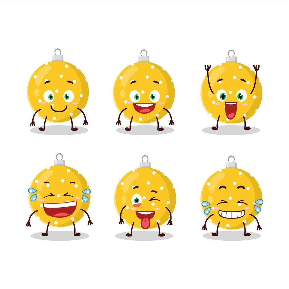 Cartoon character of christmas ball yellow with smile expression vector