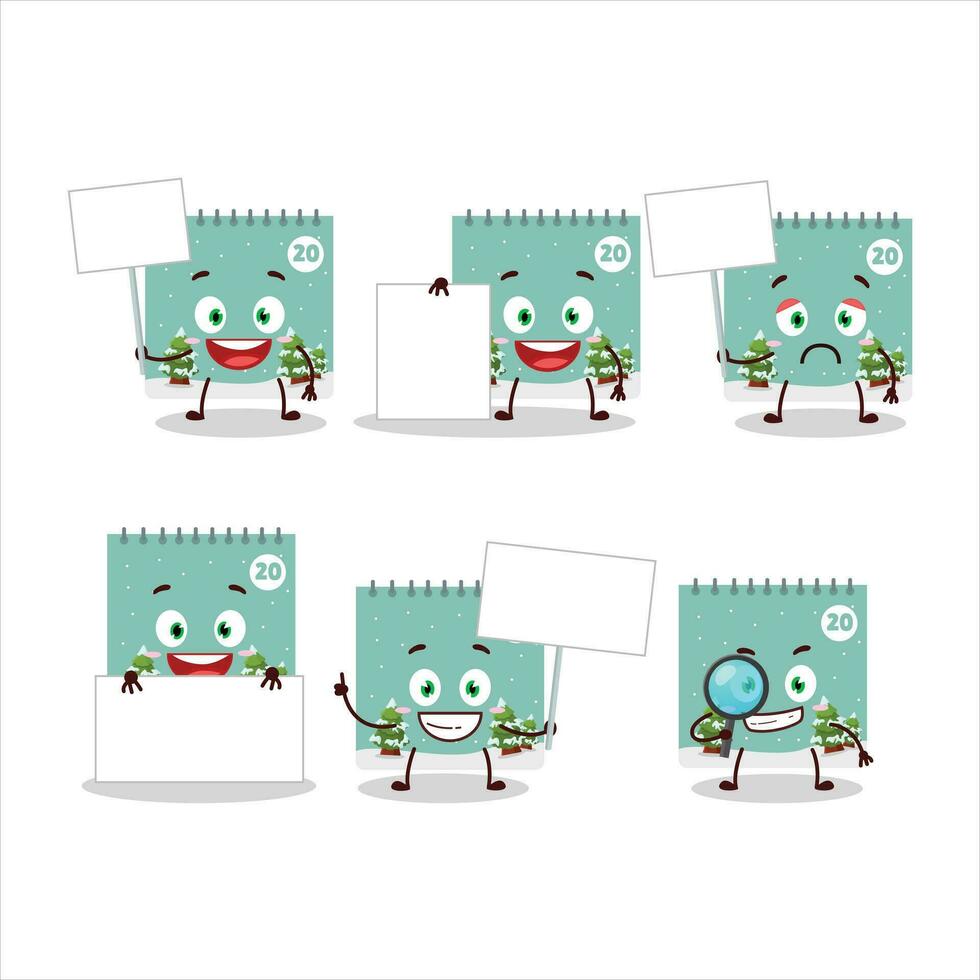 20th december calendar cartoon character bring information board vector