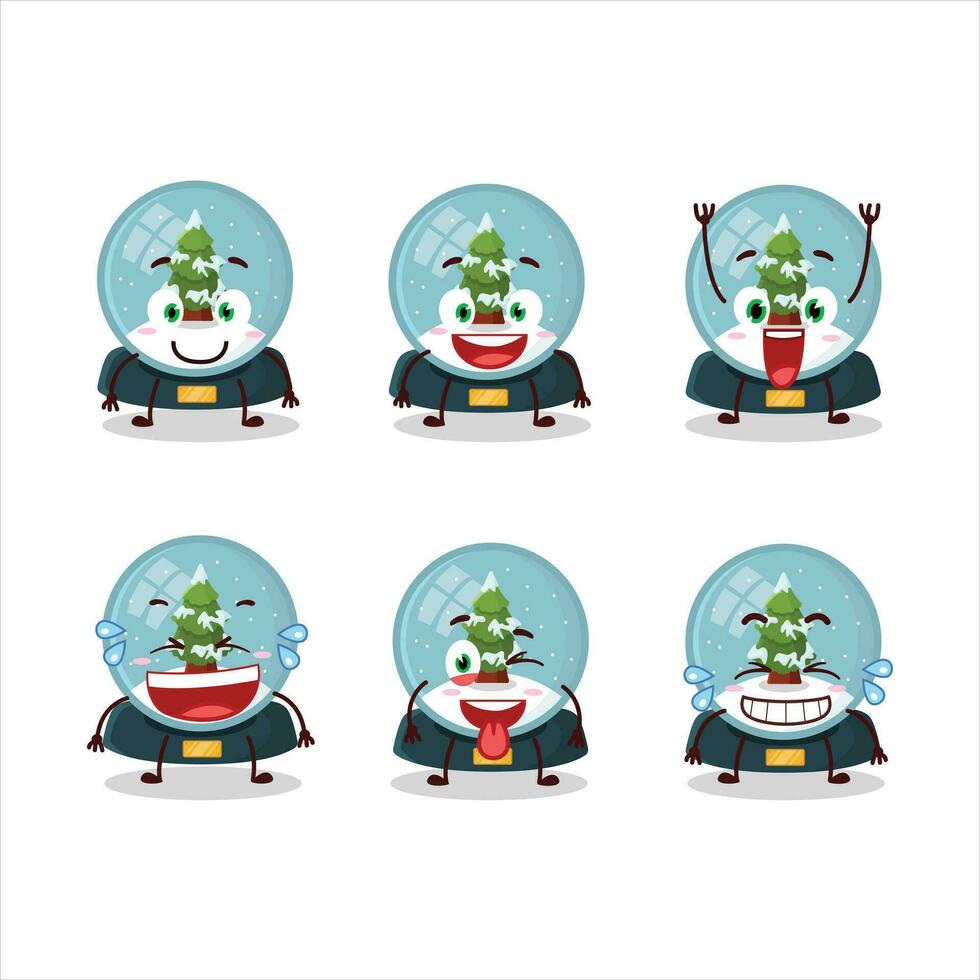 Cartoon character of snowball with tree with smile expression vector