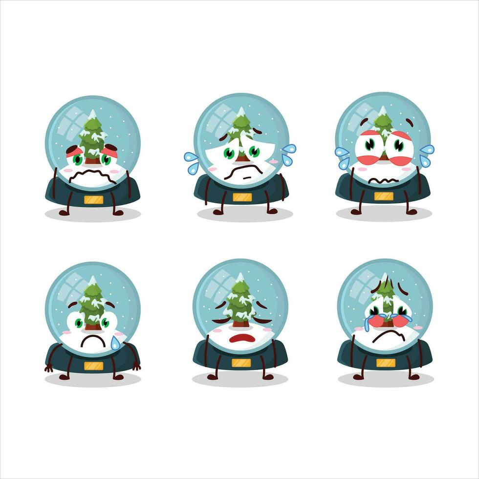 Snowball with tree cartoon character with sad expression vector