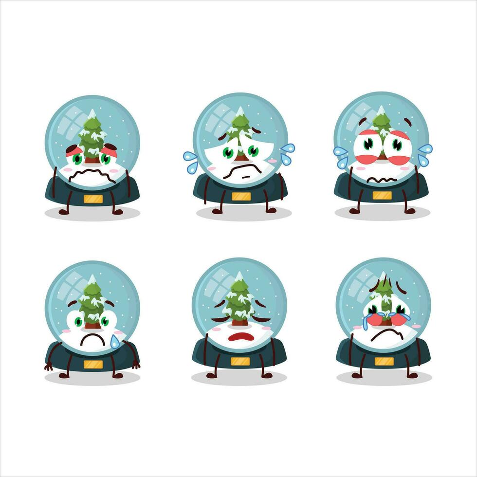 bola de nieve con árbol dibujos animados personaje con triste expresión vector