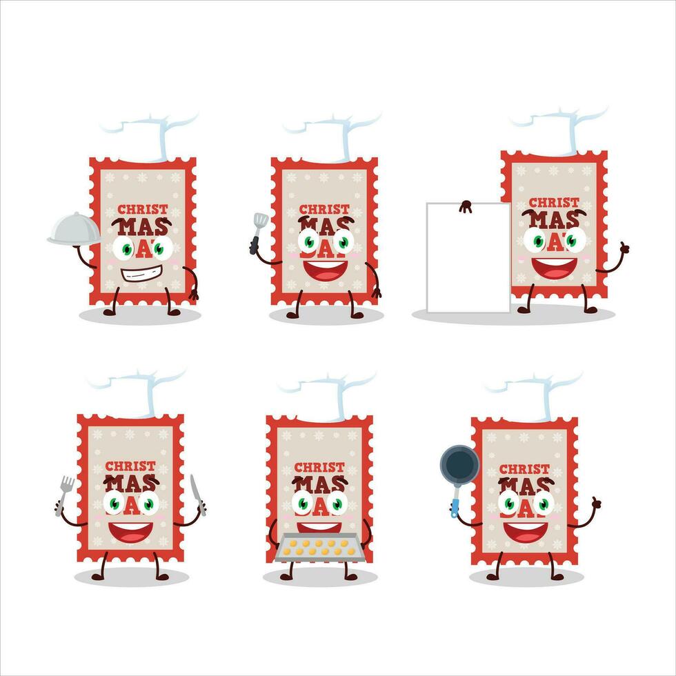 Cartoon character of christmas ticket with various chef emoticons vector