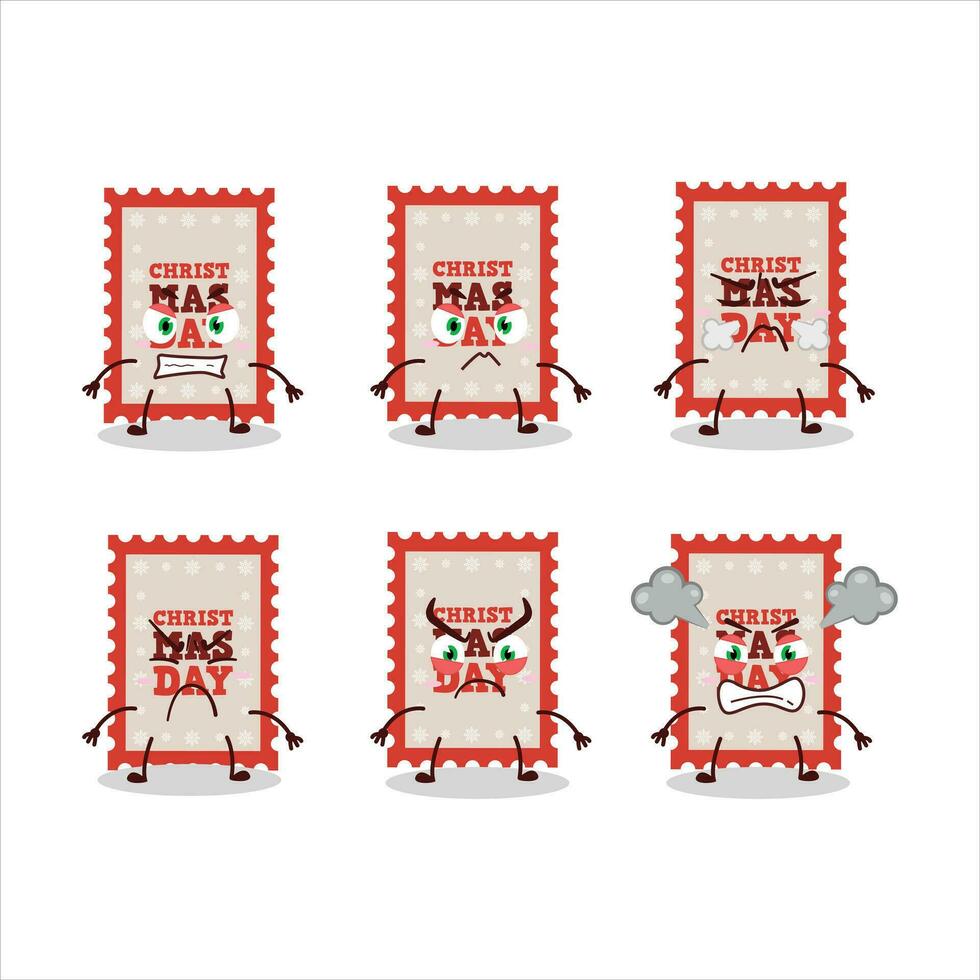 Christmas ticket cartoon character with various angry expressions vector