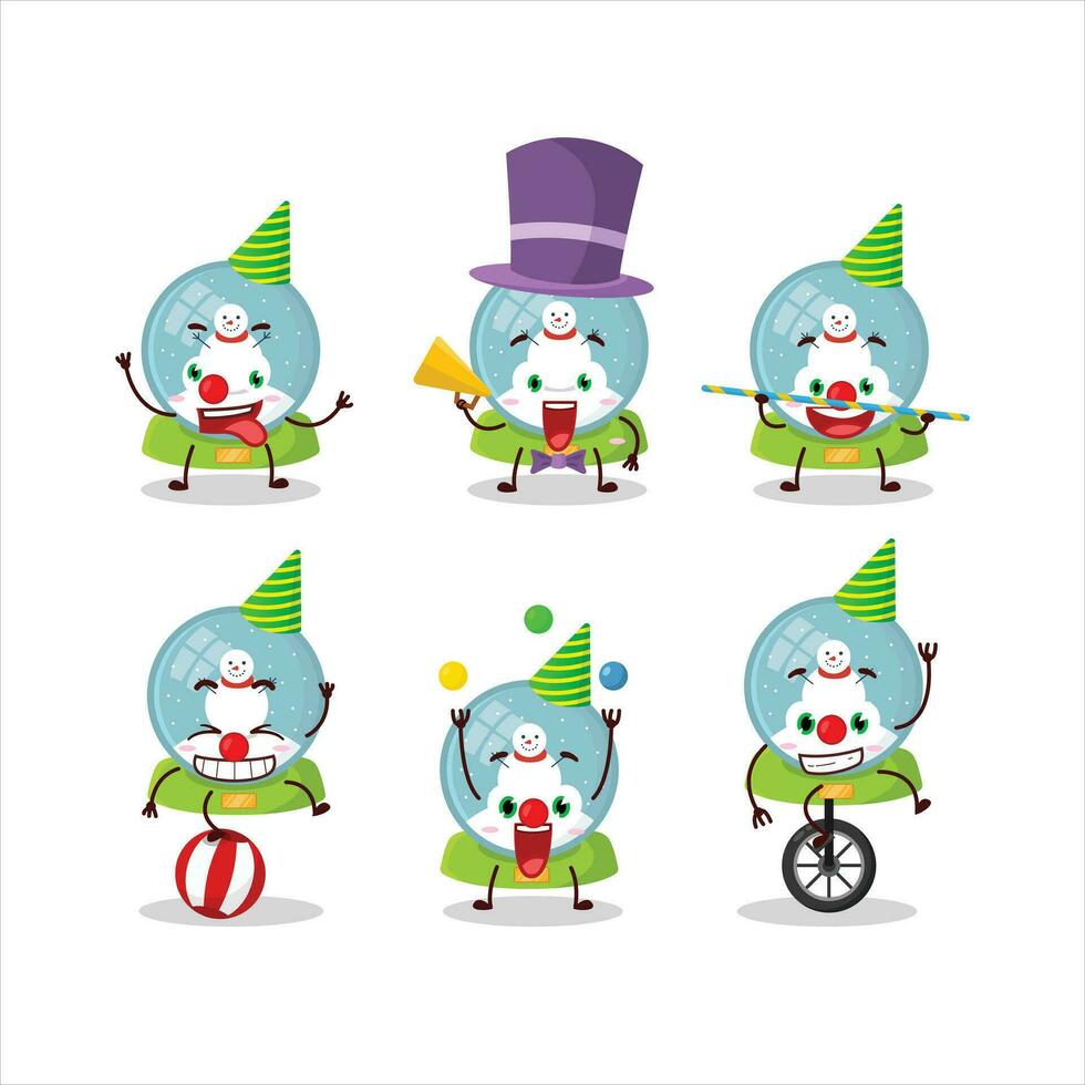 Cartoon character of snowball with snowman with various circus shows vector