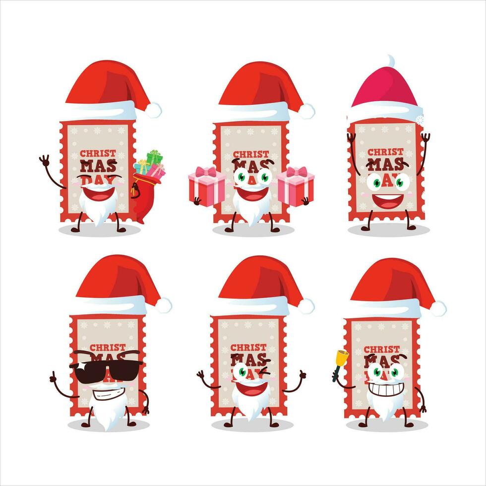 Papa Noel claus emoticones con Navidad boleto dibujos animados personaje vector