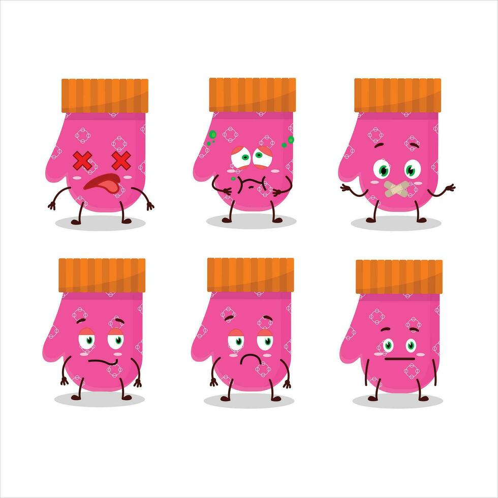 Pink gloves cartoon character with nope expression vector