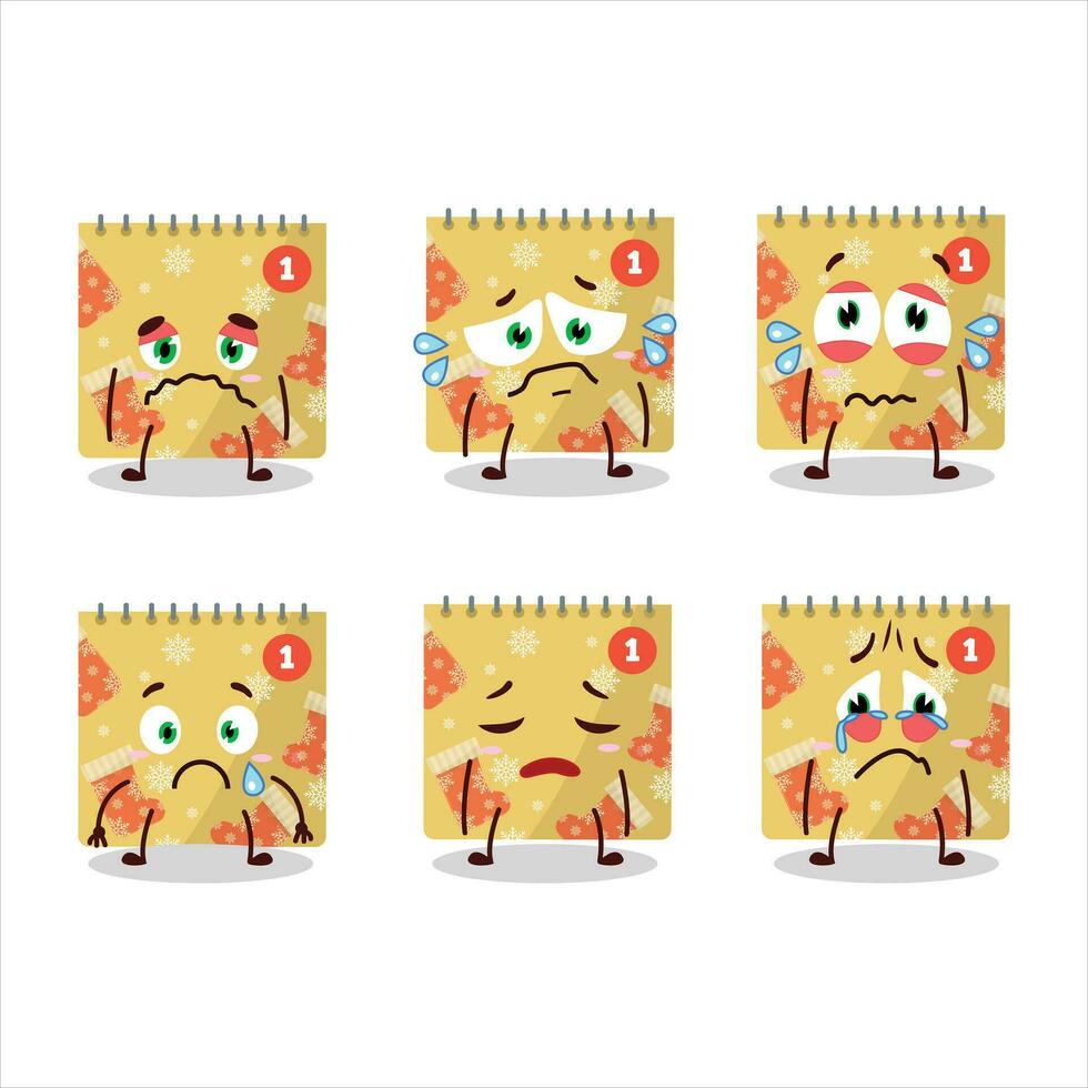 1st december calendar cartoon character with sad expression vector