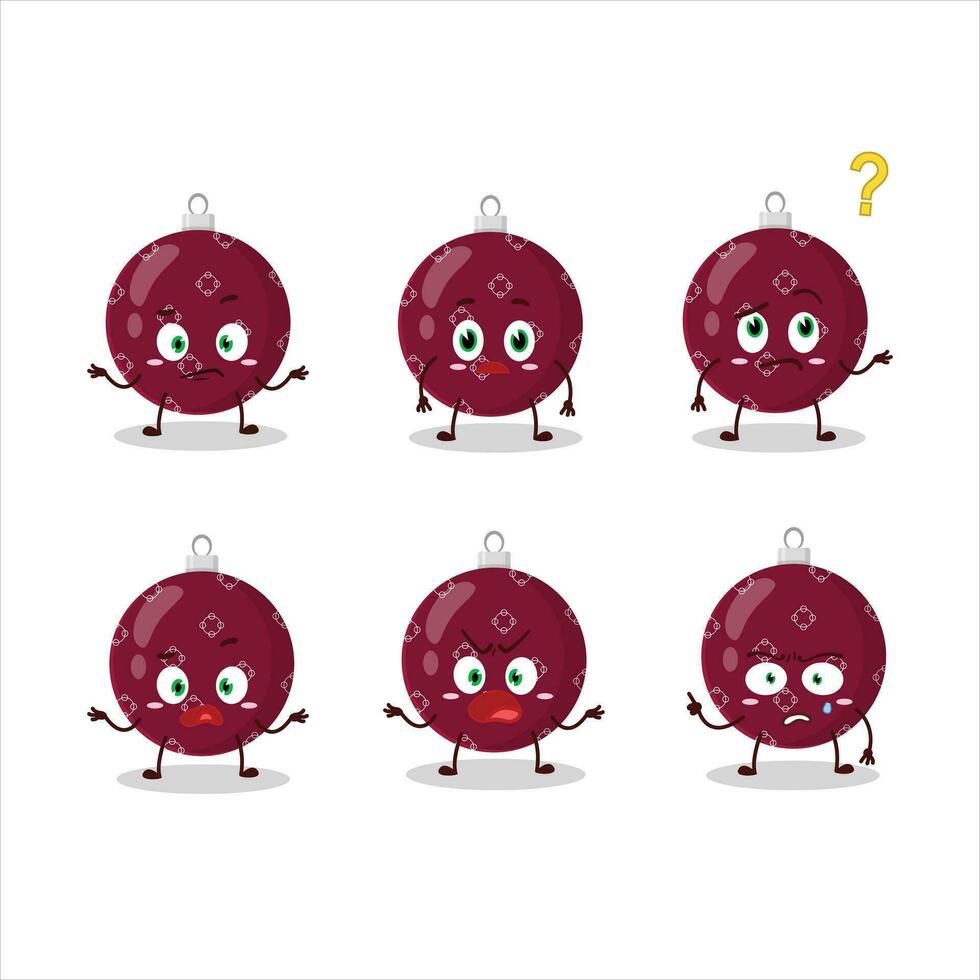 Cartoon character of christmas ball dark purple with what expression vector