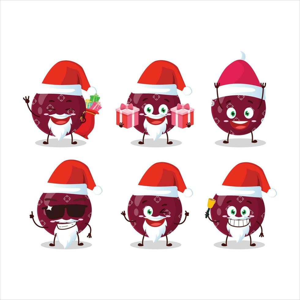 Papa Noel claus emoticones con Navidad pelota oscuro púrpura dibujos animados personaje vector