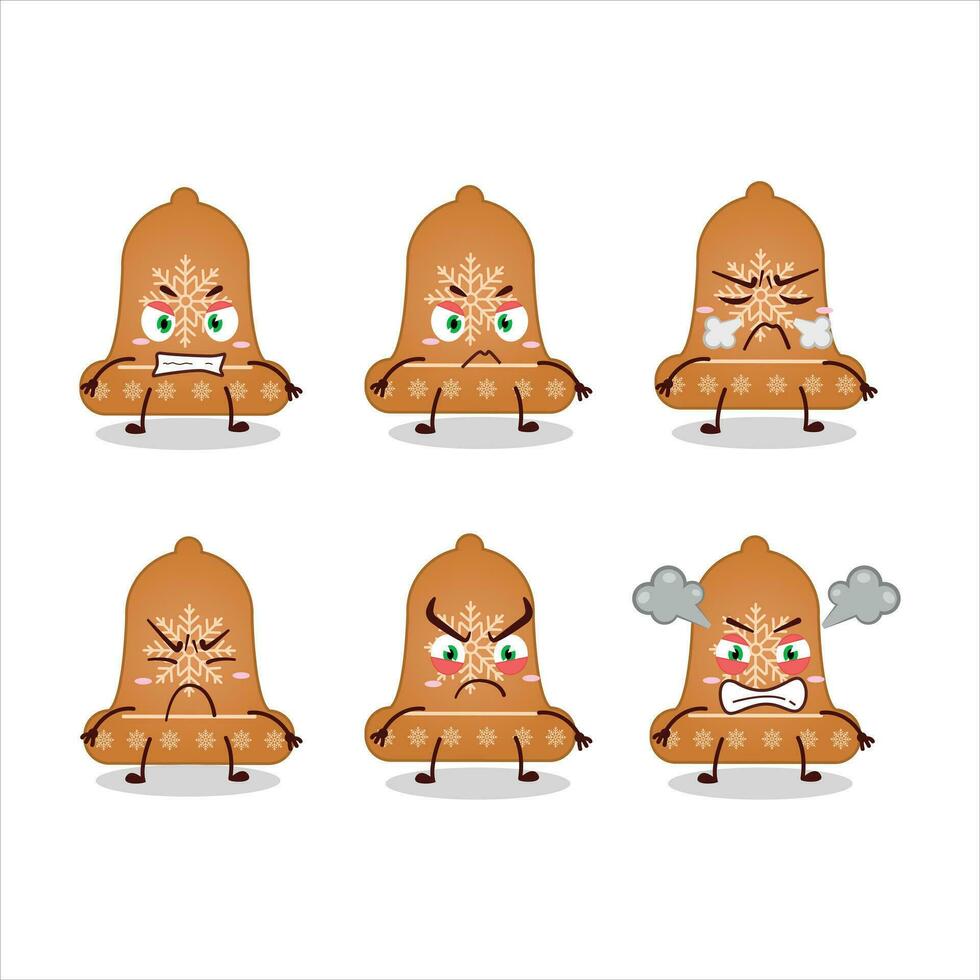 Bell cookie cartoon character with various angry expressions vector