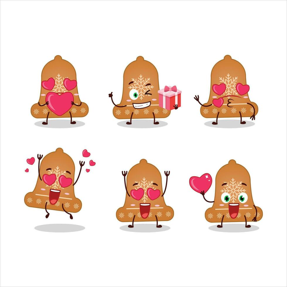 campana Galleta dibujos animados personaje con amor linda emoticon vector