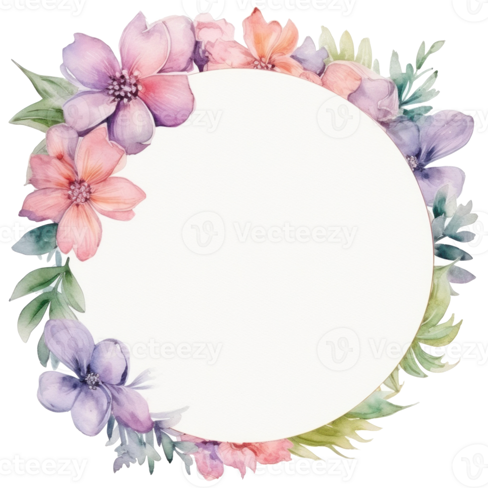 Floral watercolor frame. Illustration png