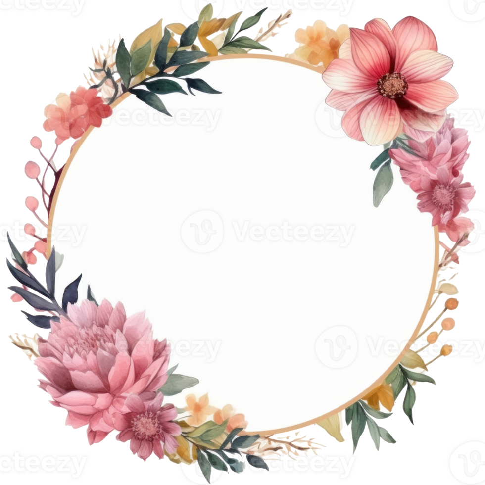 Floral watercolor frame. Illustration png