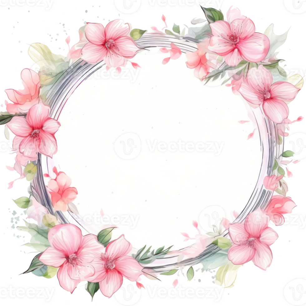 Floral watercolor frame. Illustration AI Generative png