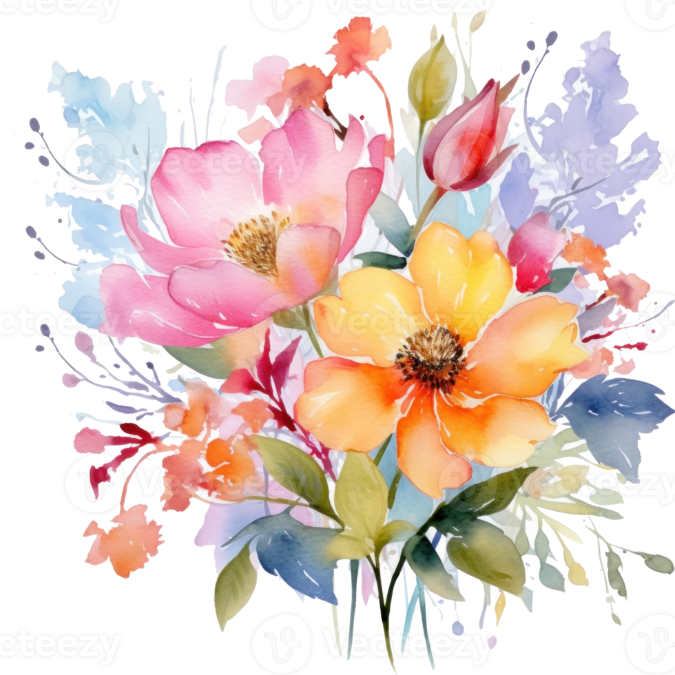 Watercolor floral background. Illustration AI Generative png