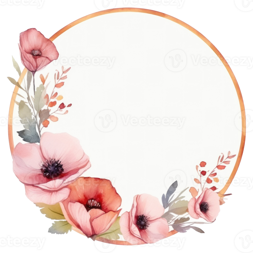 Floral watercolor frame. Illustration png