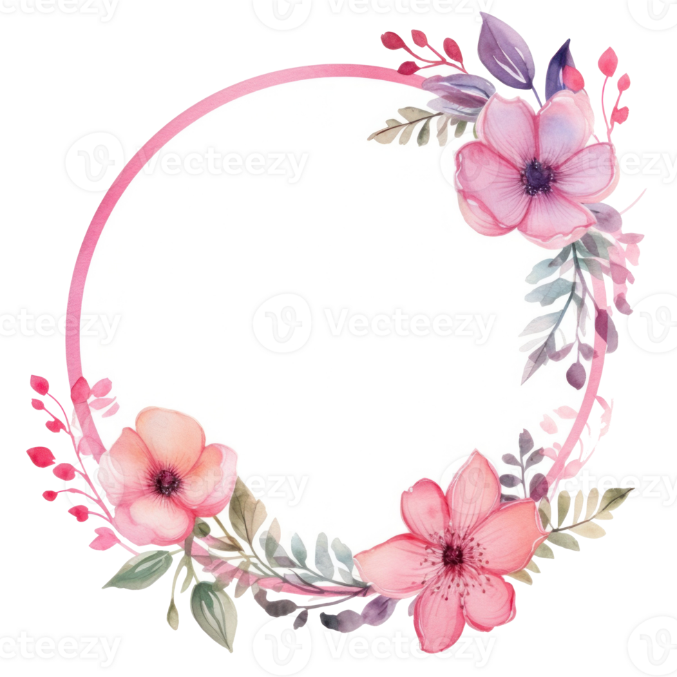 Floral watercolor frame. Illustration png