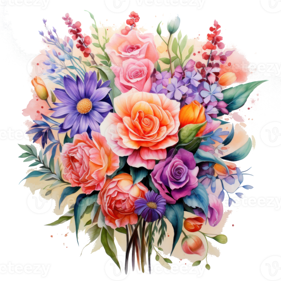 Watercolor flower bouquet. Illustration png