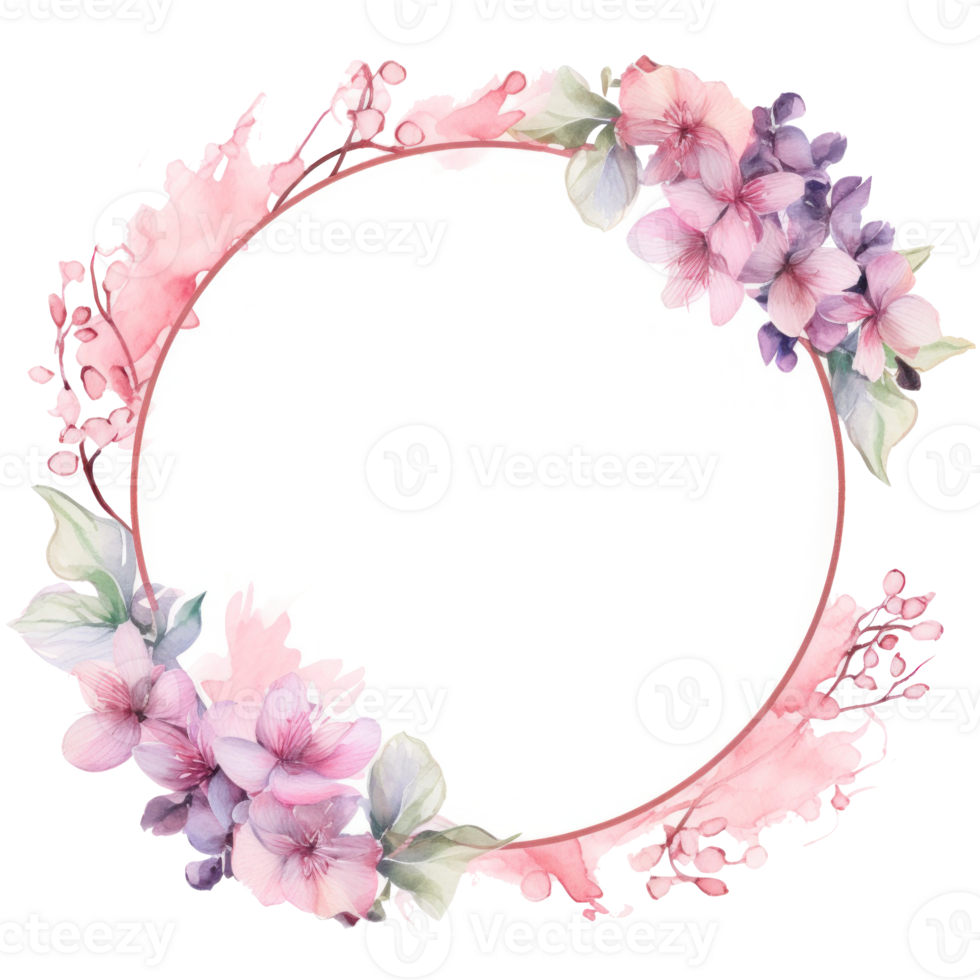 Floral watercolor frame. Illustration png
