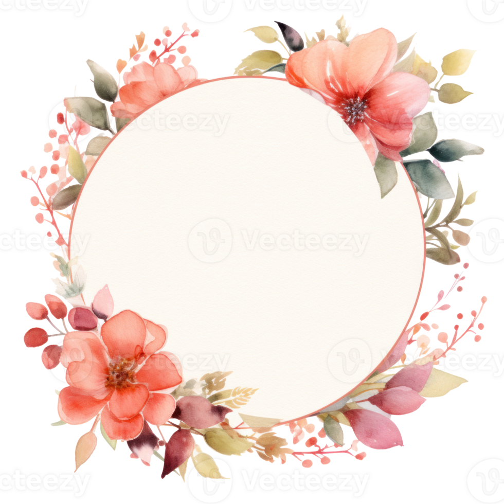 Floral watercolor frame. Illustration png