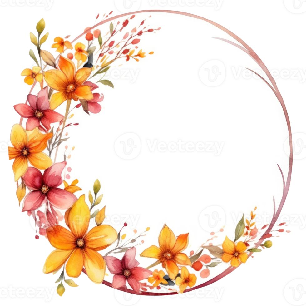 Floral watercolor frame. Illustration png