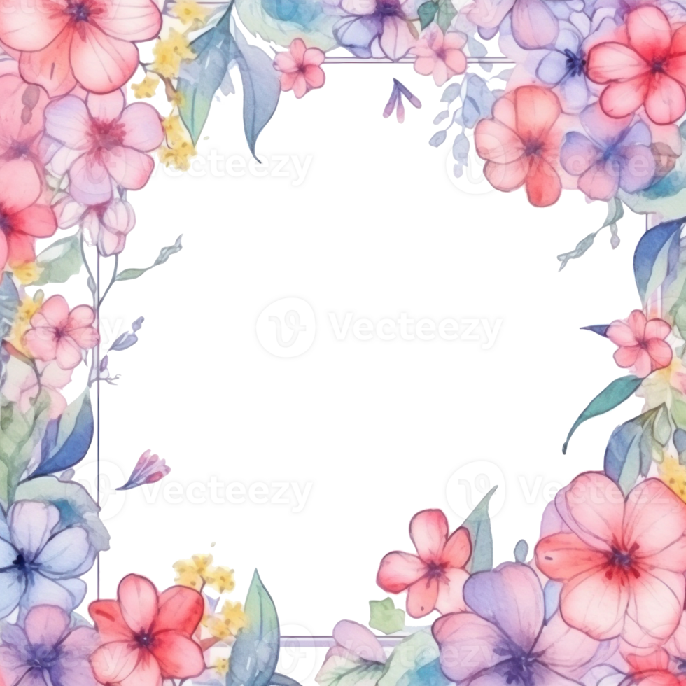 Floral watercolor frame. Illustration png