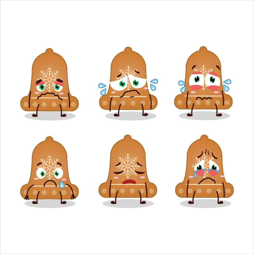 Bell cookie cartoon character with sad expression vector