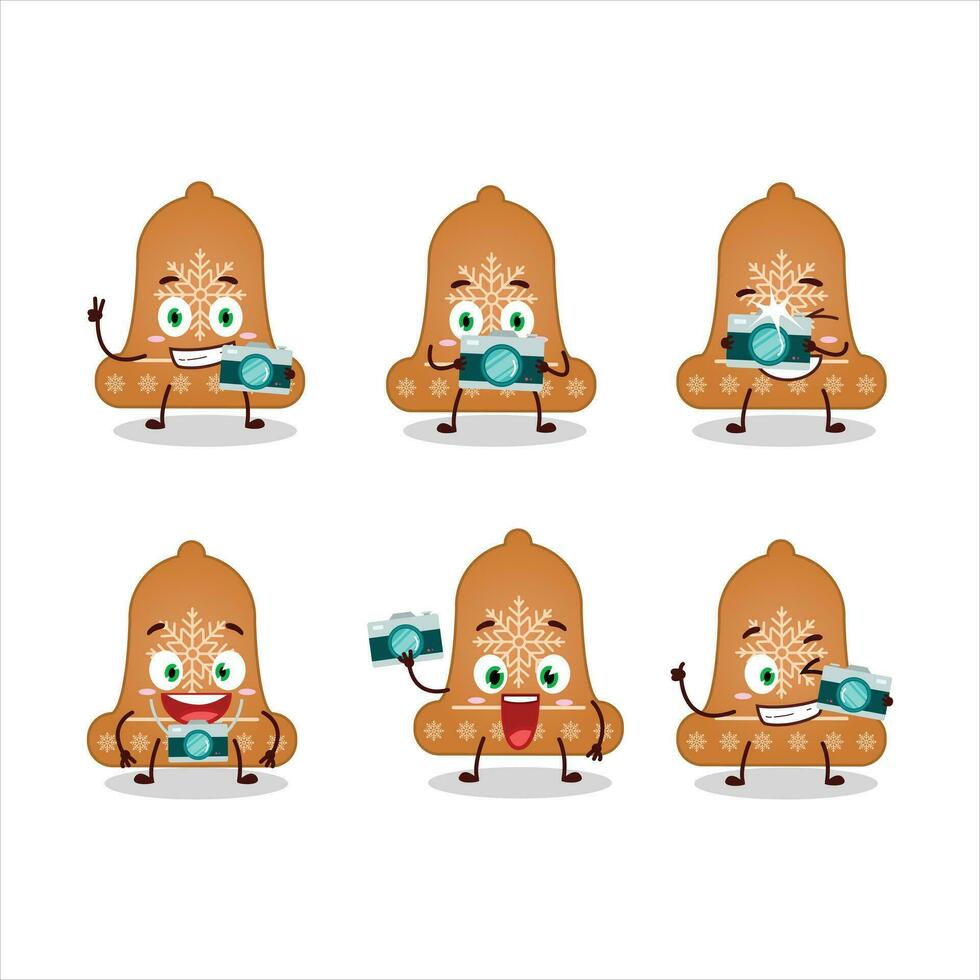 Photographer profession emoticon with bell cookie cartoon character vector