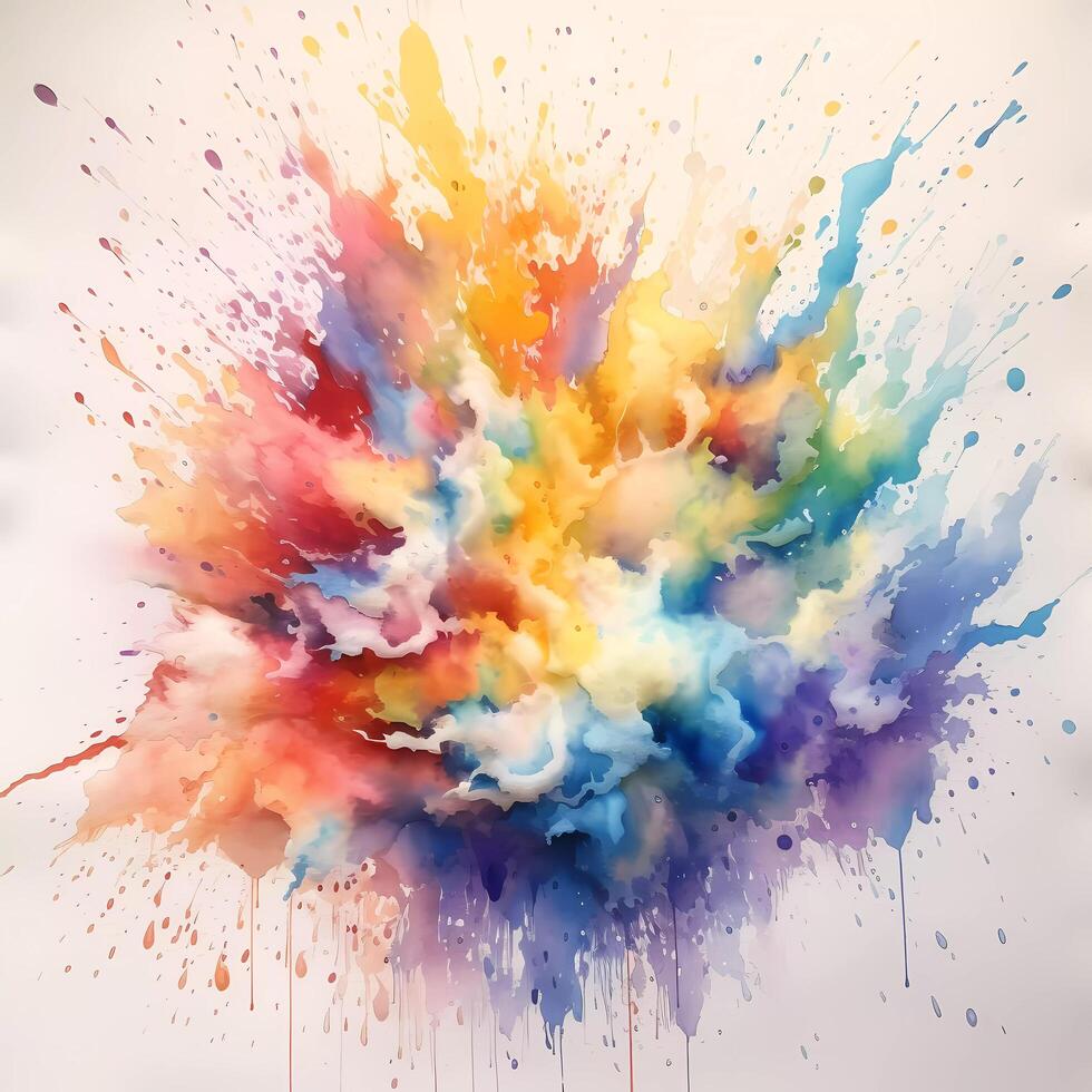 Abstract background with rainbow coloured paint splatter design photo