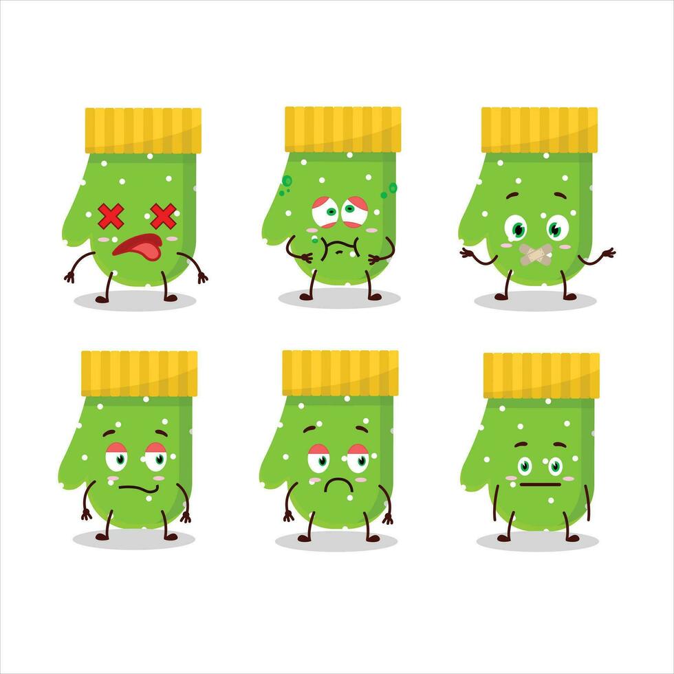 Green gloves cartoon character with nope expression vector