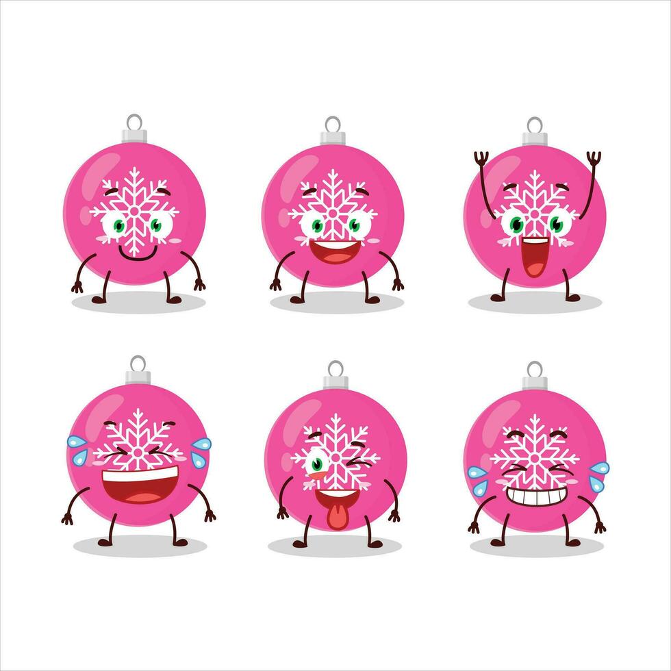 Christmas ball pink cartoon character with sad expression vector