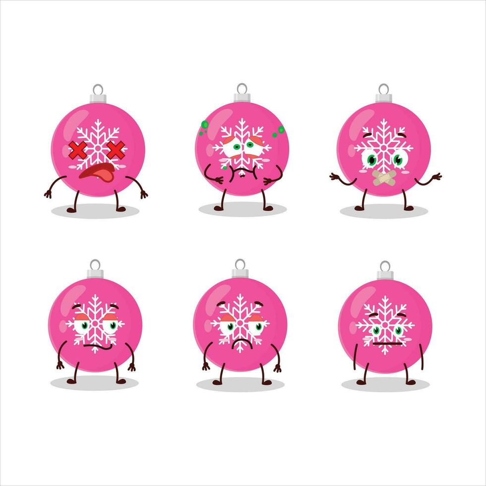 Christmas ball pink cartoon character with nope expression vector