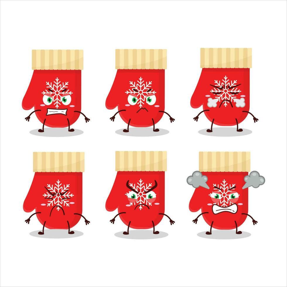 Red gloves cartoon character with various angry expressions vector