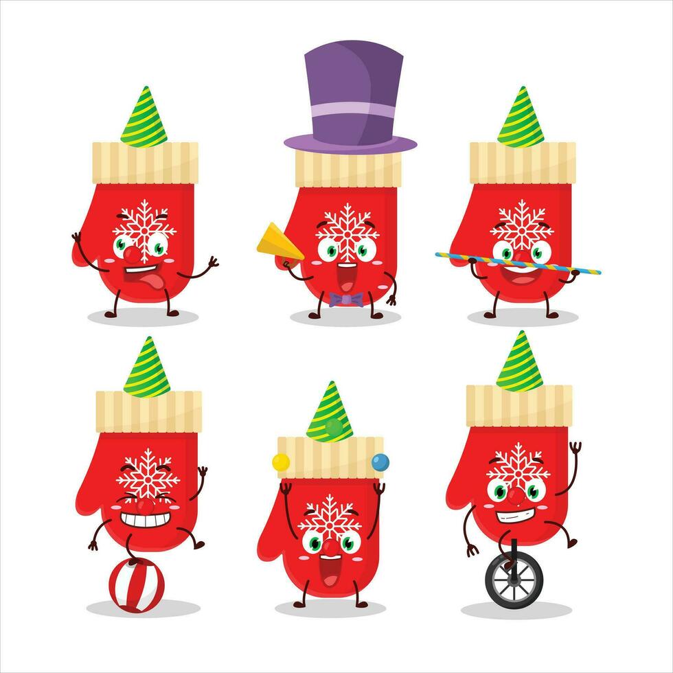 Cartoon character of red gloves with various circus shows vector