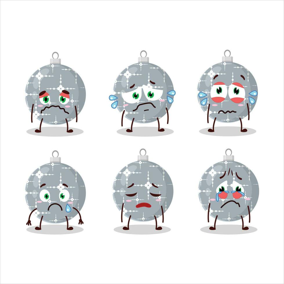 Navidad pelota gris dibujos animados personaje con triste expresión vector