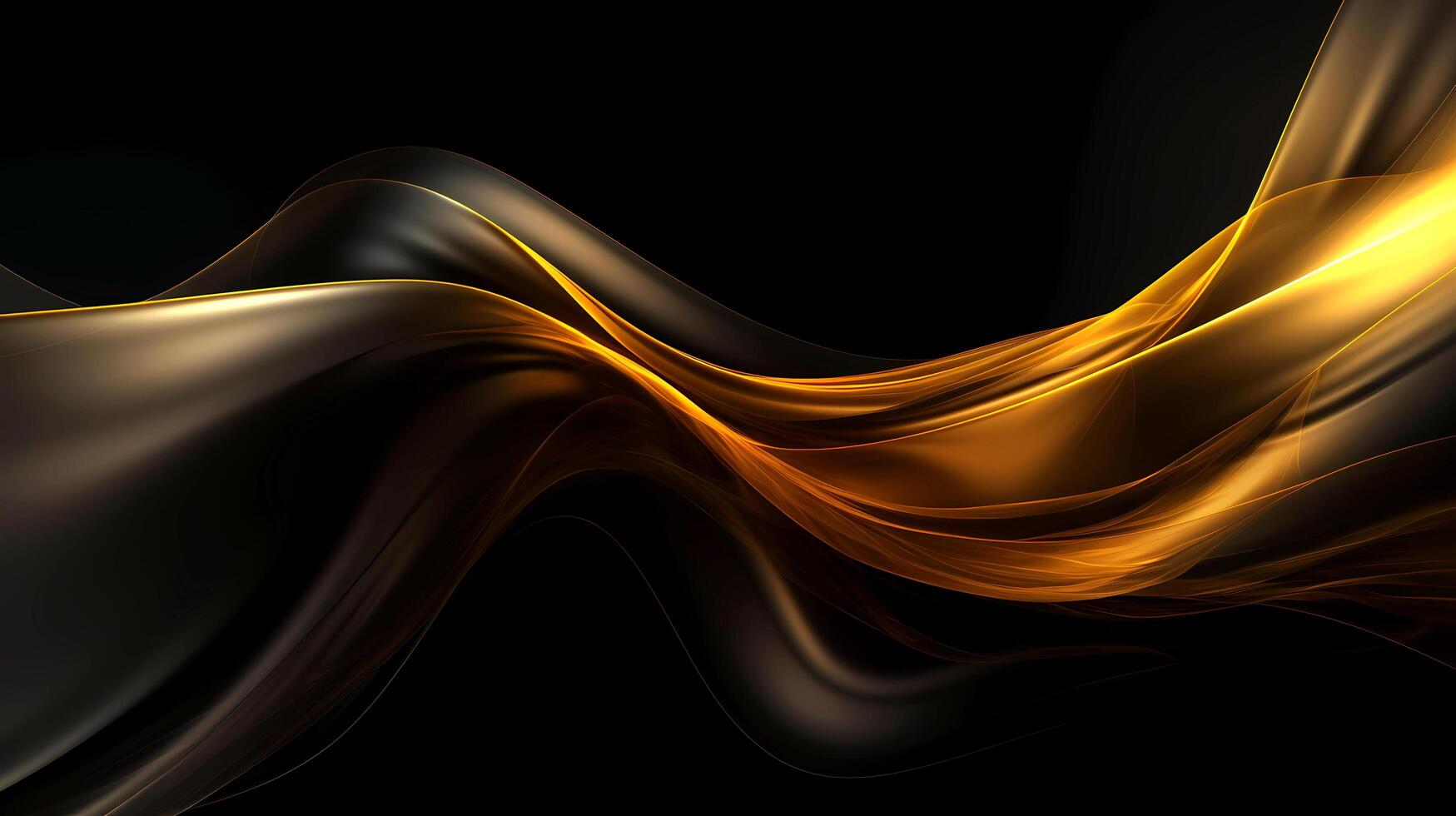 Elegant background of black and gold flowing material - generative ai photo