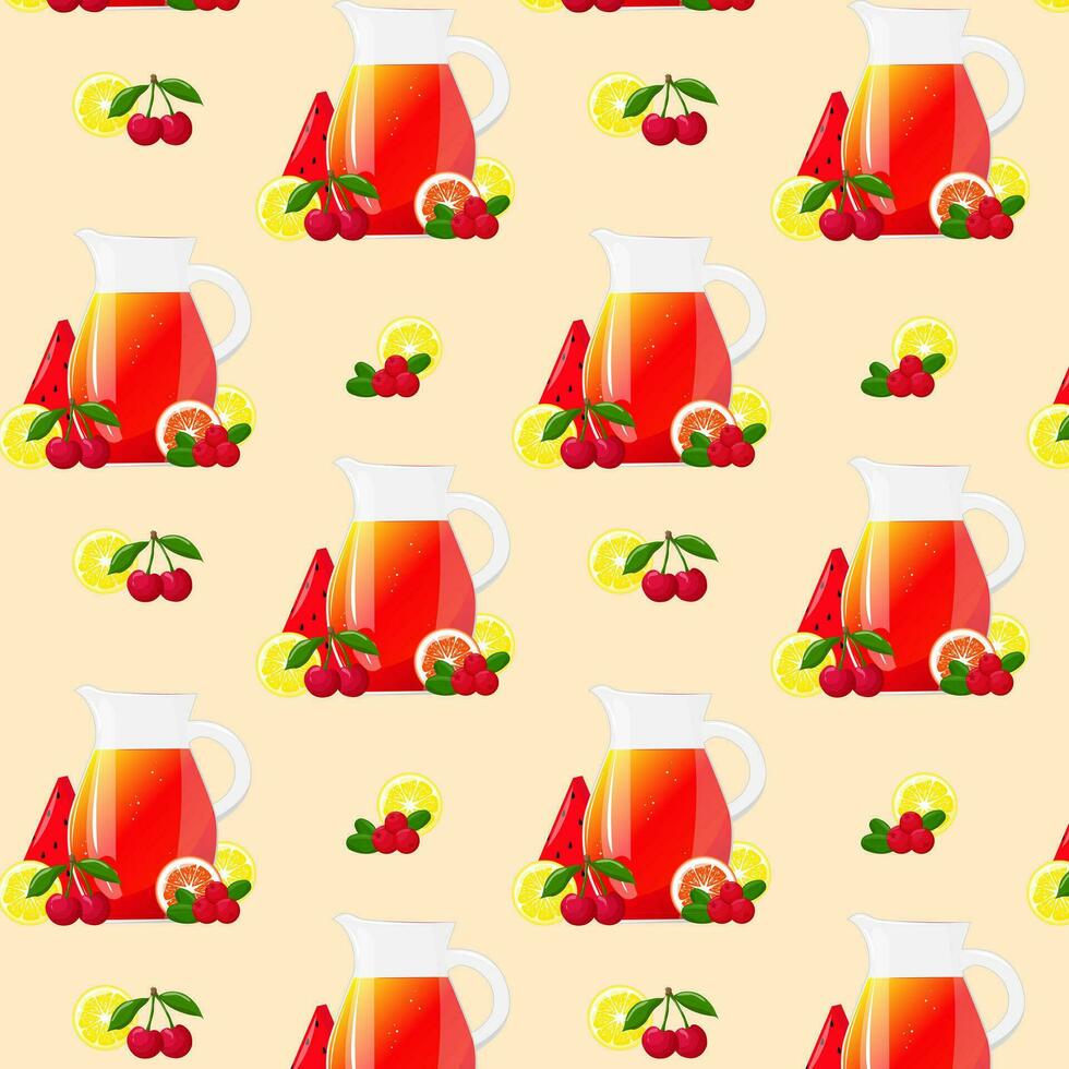 sin costura modelo limonada jugo tetas con frutas refrescante beber. para diseño de Fresco producto, jugo, Enlatado alimento, menú para cafetería, póster. plano vector ilustración diseño