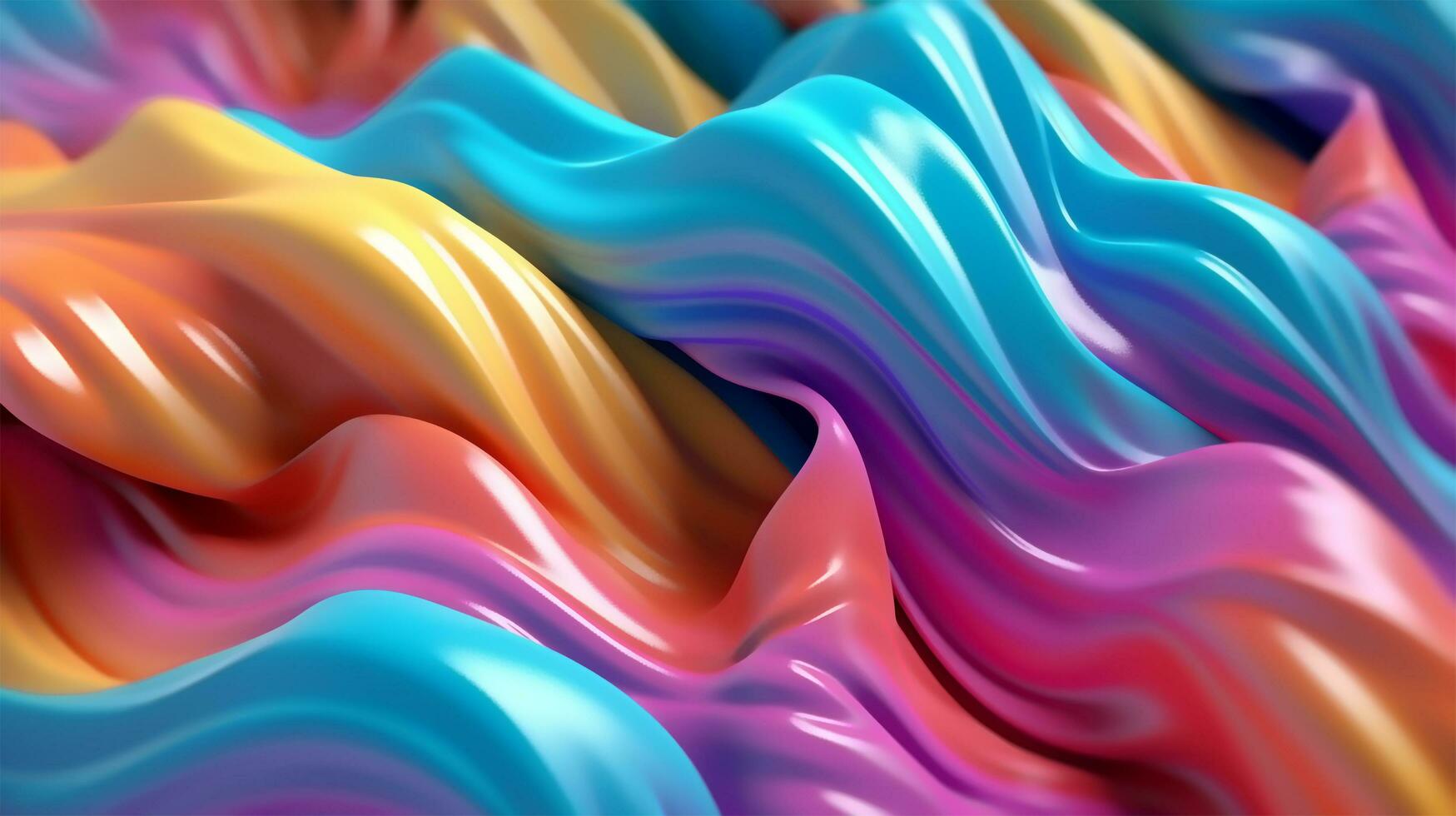 resumen antecedentes de fluido lustroso olas en pastel unicornio colores - generativo ai foto