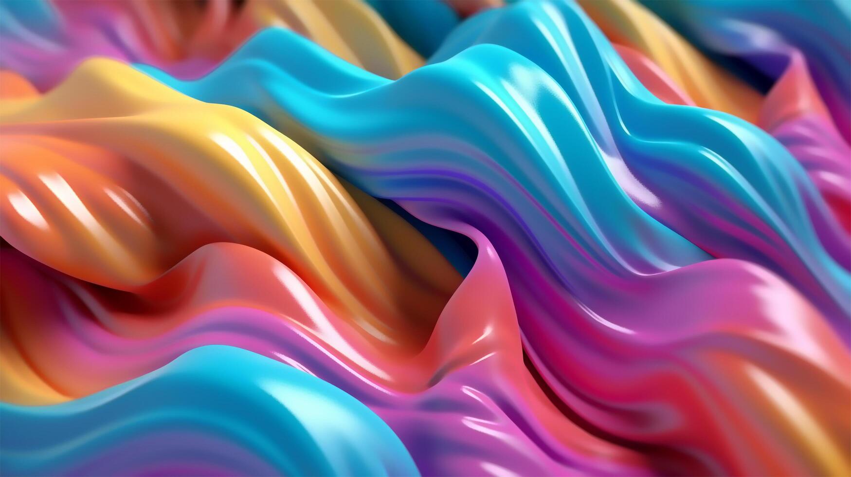 Abstract background of flowing glossy waves in pastel unicorn colours - photo