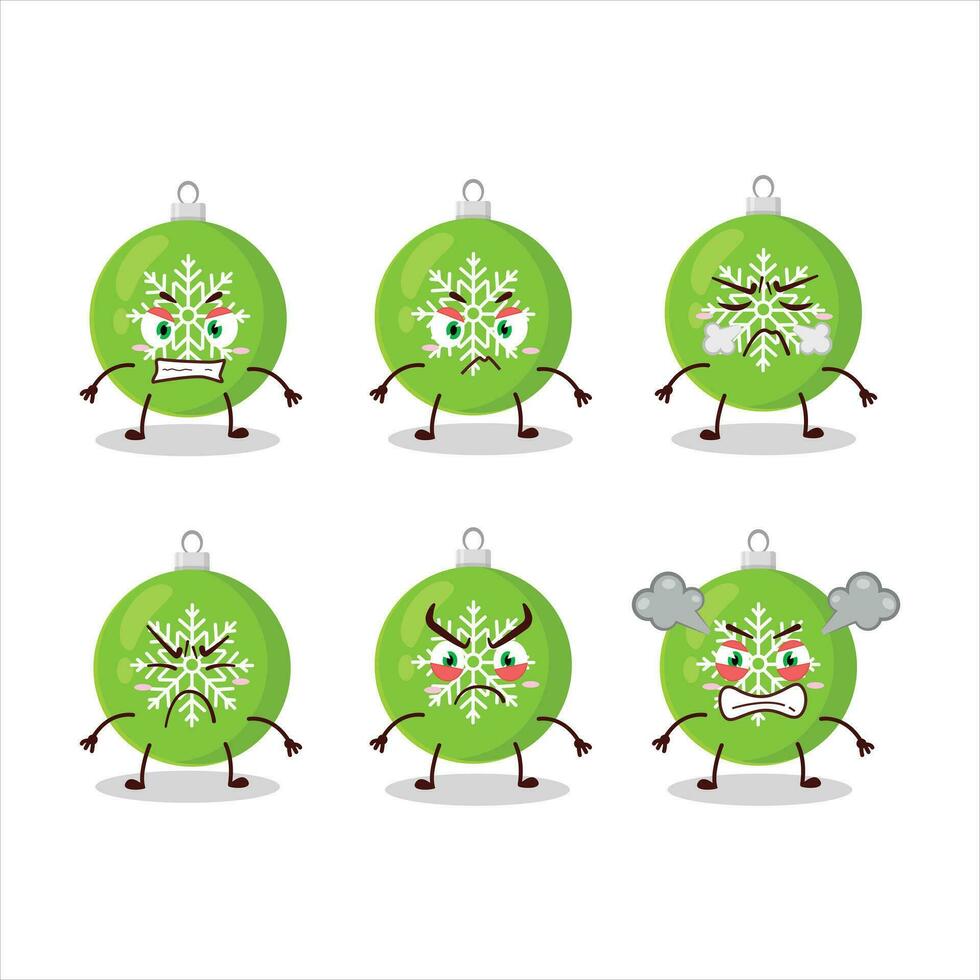 Christmas ball green cartoon character with various angry expressions vector