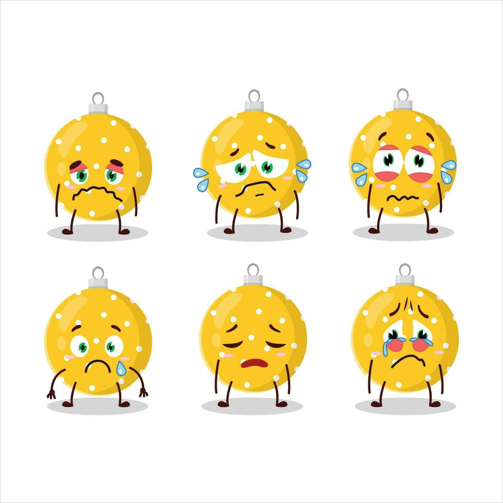 Christmas ball yellow cartoon character with sad expression vector