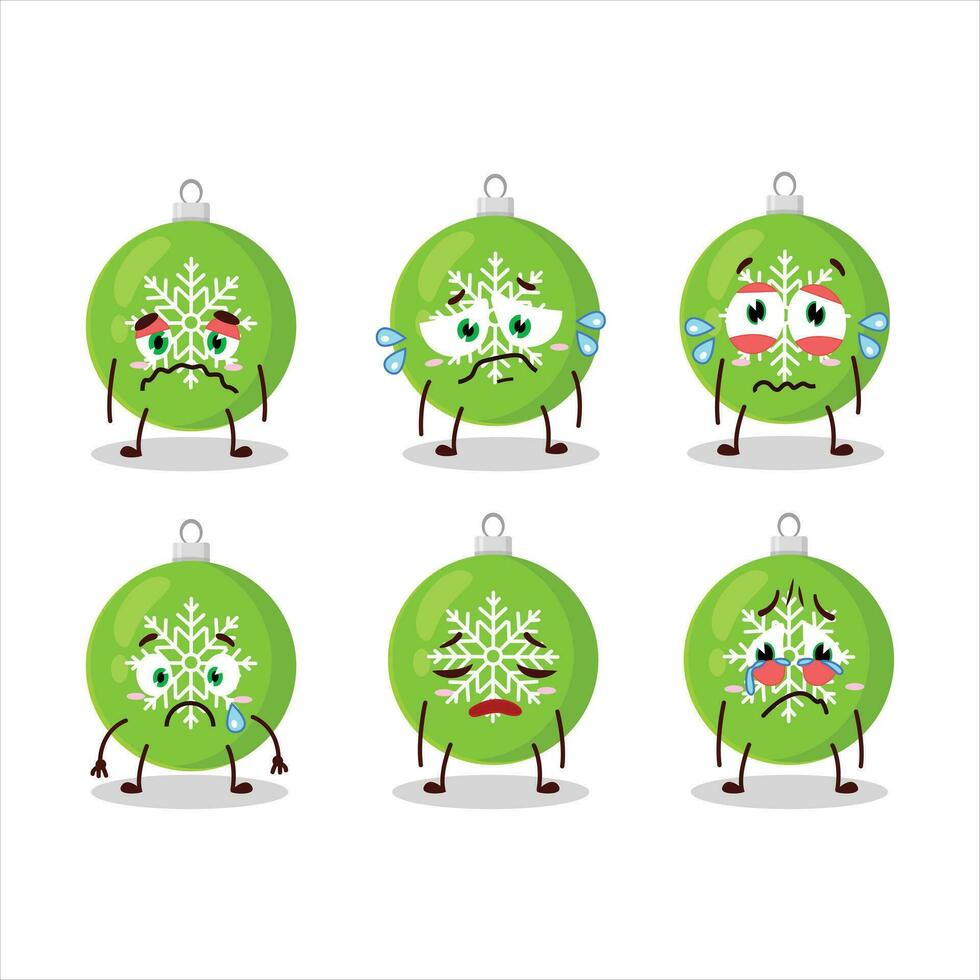 Christmas ball green cartoon character with sad expression vector